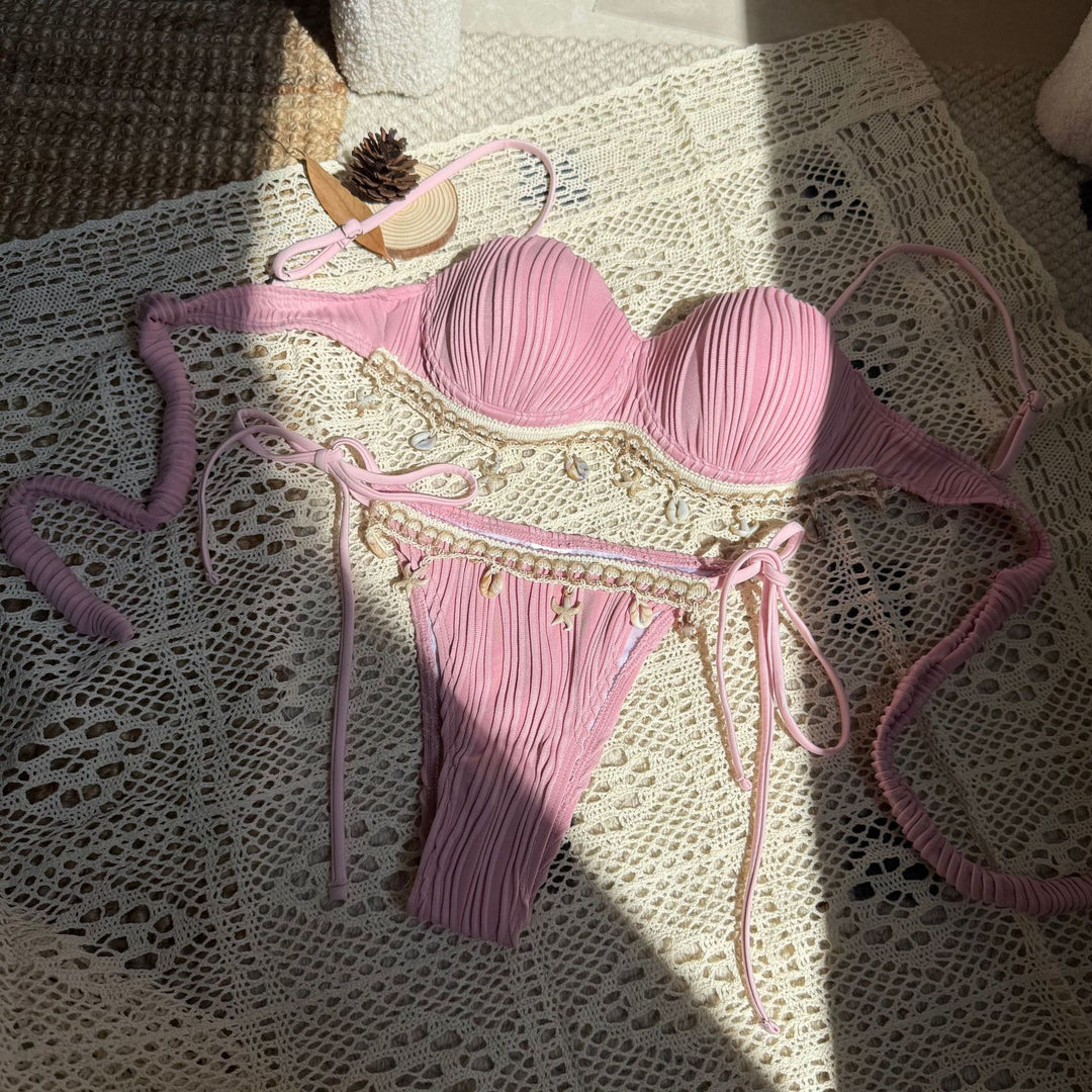 Dame bikini-sæt med elegant ribdesign og justerbare stropper Stilla