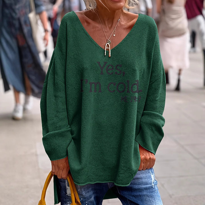 Femme Oversized V-Udskæring Grafik Sweatshirt Stilla