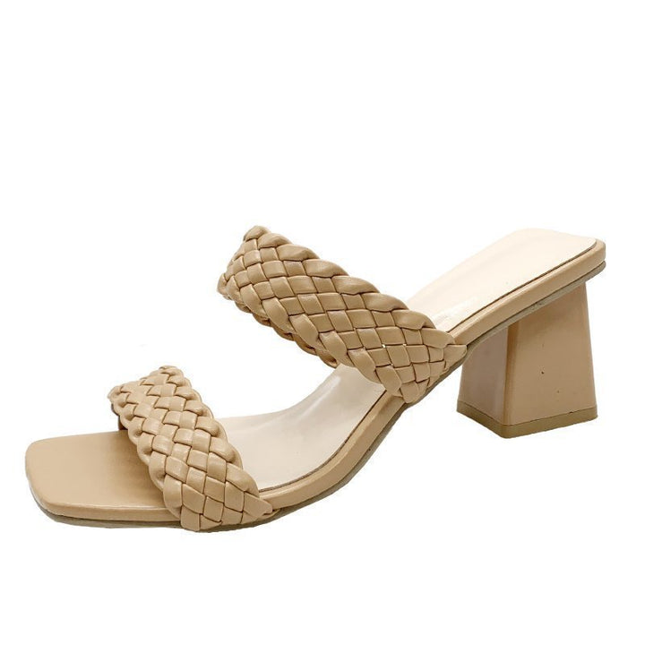 Dame Plateau-sandaler med flettet remdesign og komfortabel blokhæl Stilla