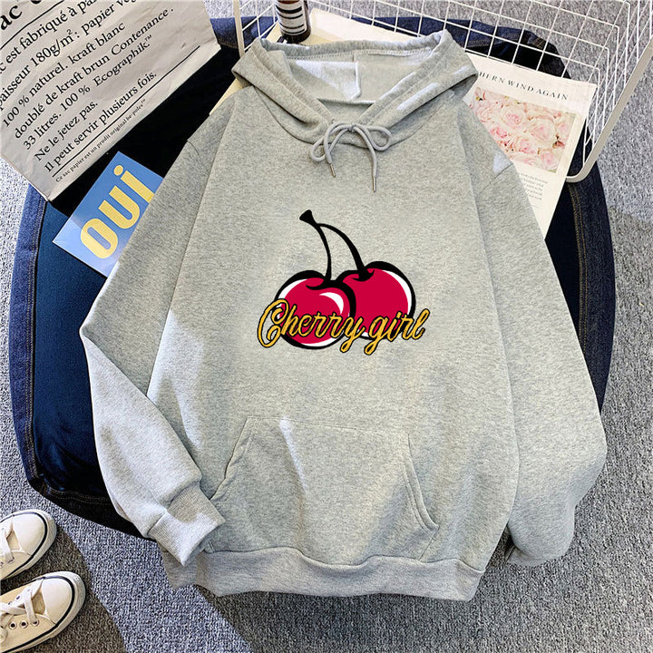 Kvinderne hoodie med munter kirsebærmotiv Skovae