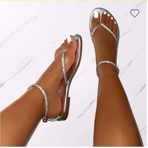 Dame Elegant Strand sandaler med glitrende remme og blødt fodsenge Stilla