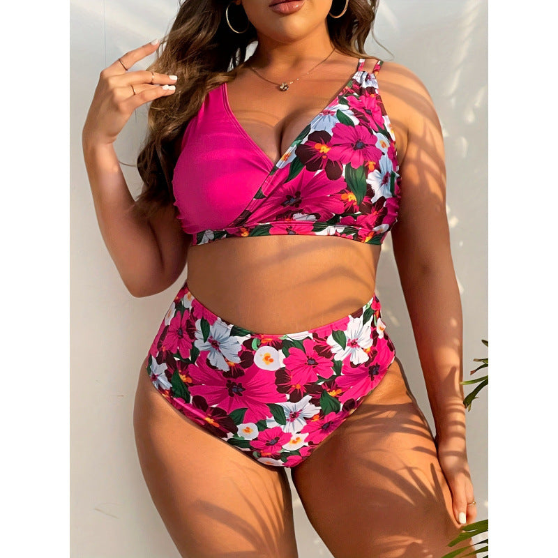 Dame Højskåret Bikini med blomsterwrapdesign Skovae