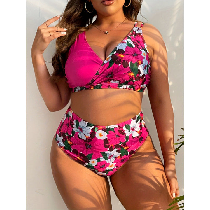 Dame Højskåret Bikini med blomsterwrapdesign Skovae