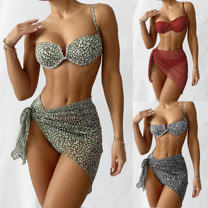 Dame Push-Up-Bikini med elegant leopardmønster Skovae