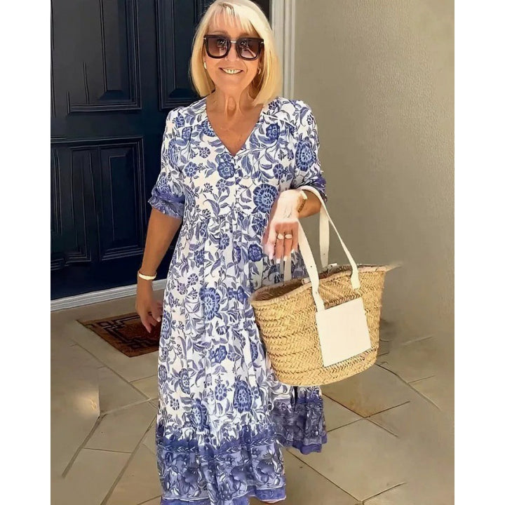 Dame Floral Print A-linie Sommerkjole Stilla