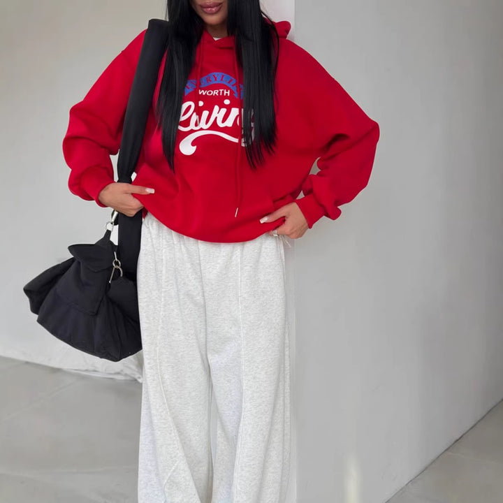 Kvinders afslappede hoodie med originalt print og oversized pasform Stilla
