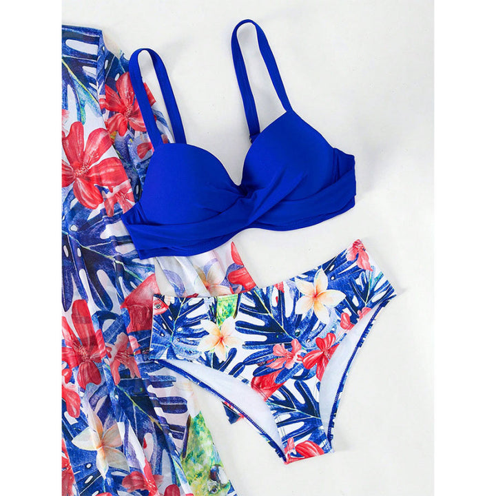 Dame Bikini sæt med innovativt design og blomsterprint Skovae