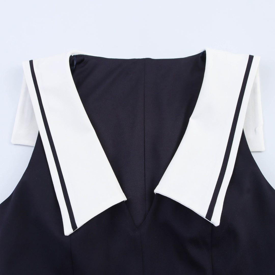 Femme Sailor Collar Fit-and-Flare Kjole Stilla