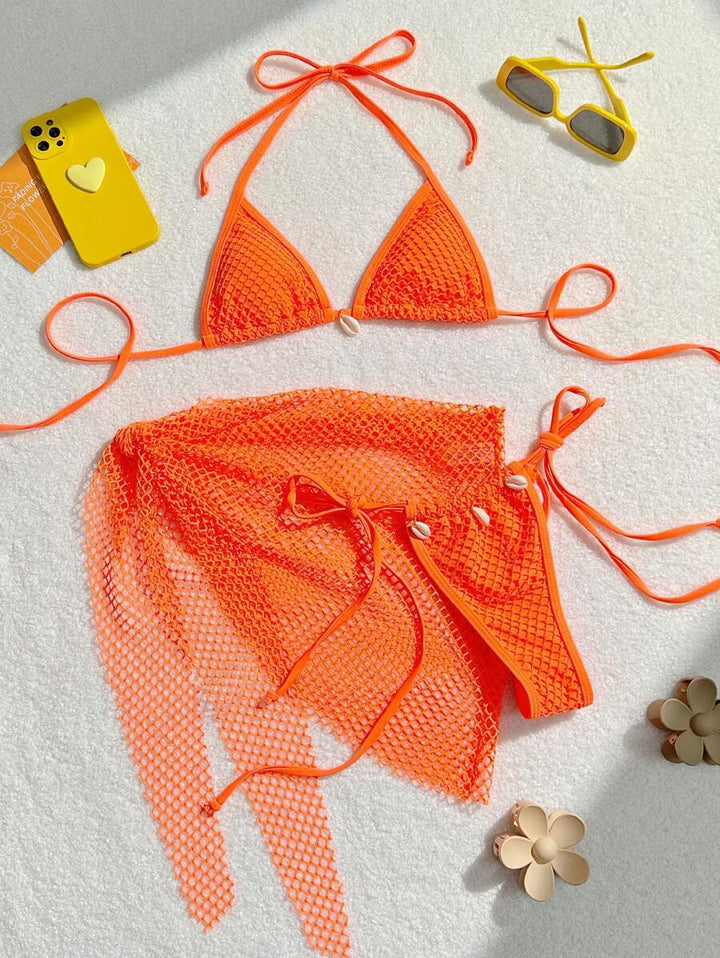 Dame Bikini-sæt med moderigtigt netdesign og elegante smykkedetaljer Stilla