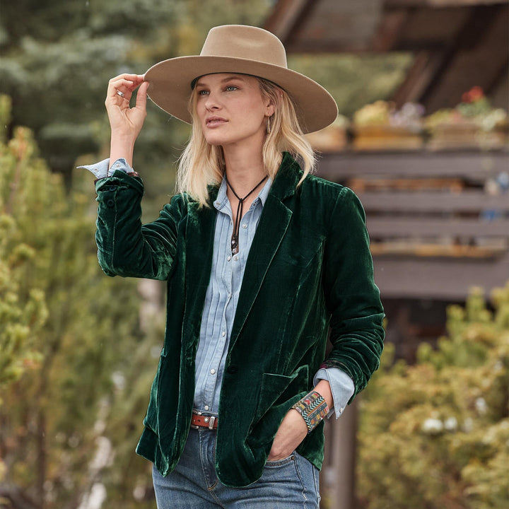 Stilla | Velours Cardigan Med V-udskæring Og Åbent Revers Foran Samt Kimono Lommer