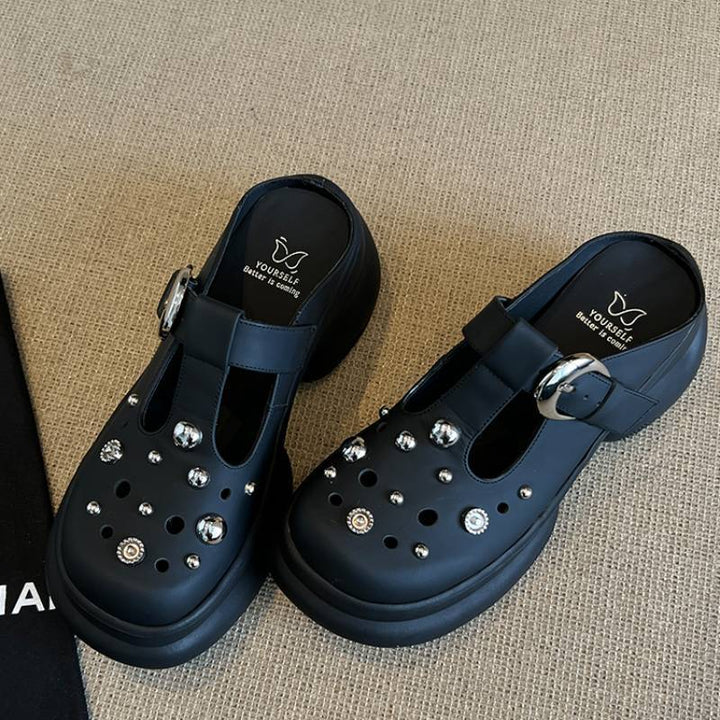 Femme Dekorative Spænde Rutshe Clogs Stilla