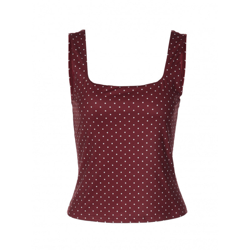 Damen Polka-Dot Top mit schmalem Schnitt und quadratischem Ausschnitt Skovae