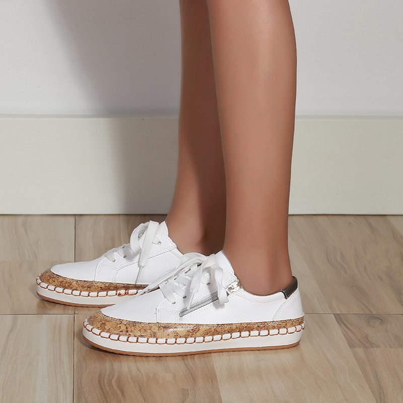 Dame mode sneakers med korkaccent og elastisk snøresystem Stilla