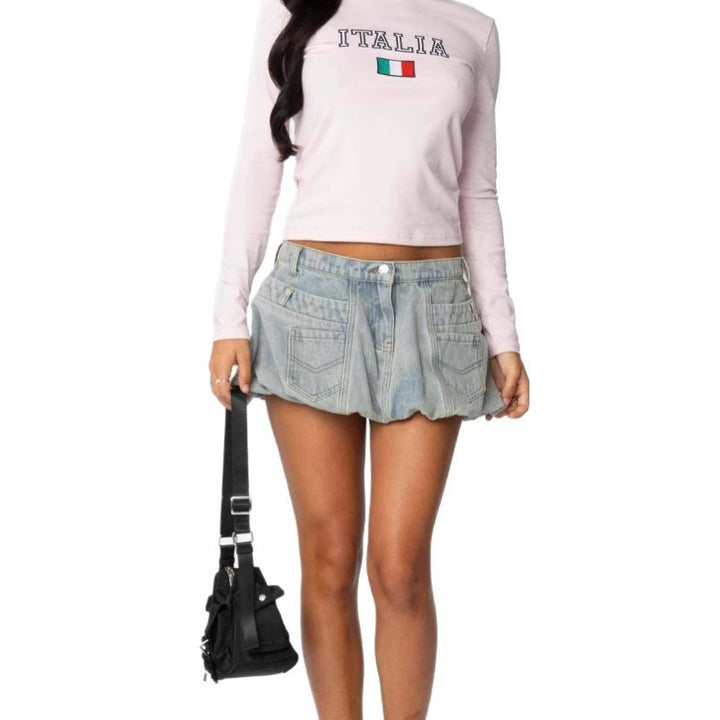 Dame stilfuld jeans nederdel Stilla