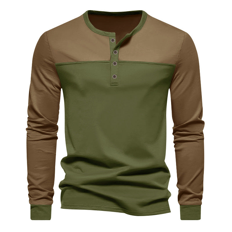 Herrer Langærmet Henley-shirt med moderne farveskift-design Stilla