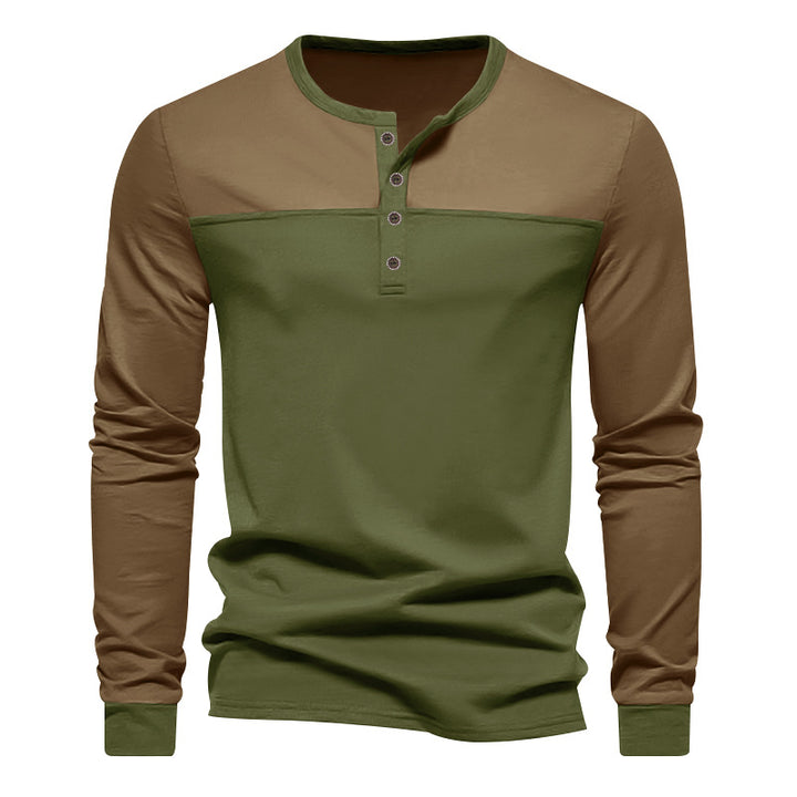 Herrer Langærmet Henley-shirt med moderne farveskift-design Stilla