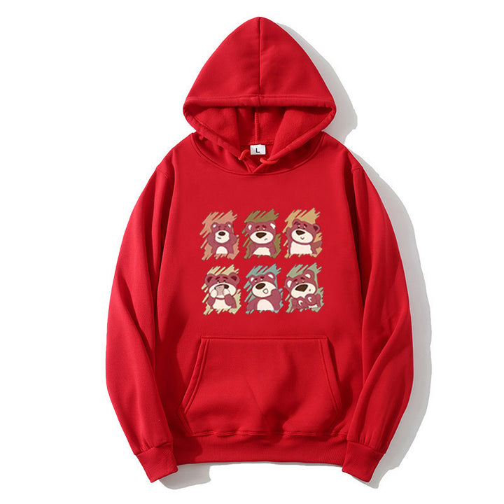 Kvinders hættepullover med dyre tegneserie design Skovae