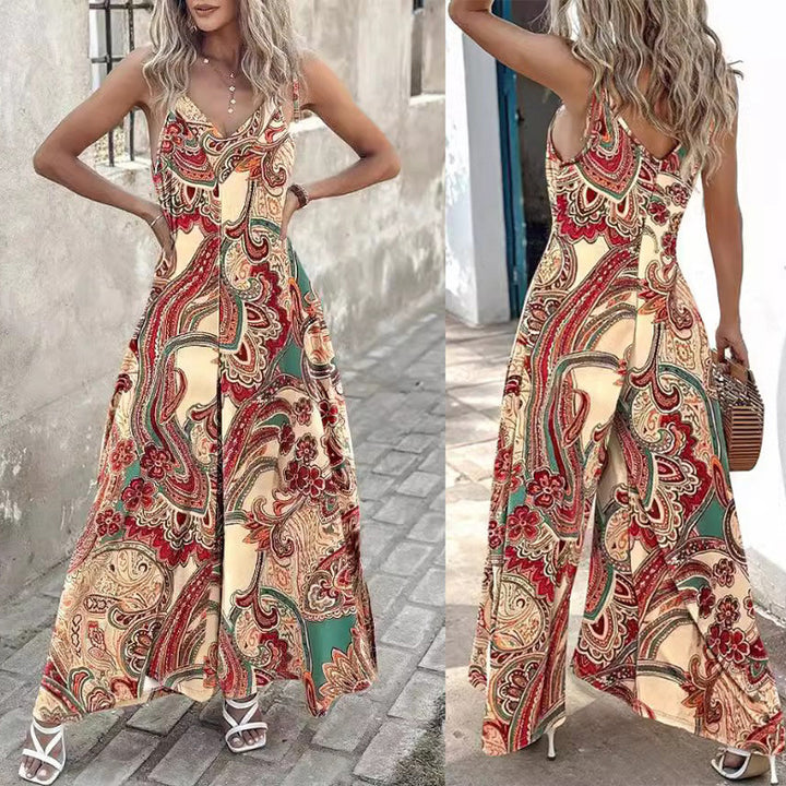 Dame elegant silke-paisley-maxikjole Stilla