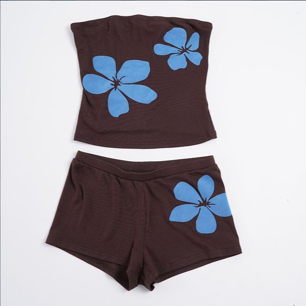 Dame bandeau bikini sæt med florale accenter og høj komfort Skovae
