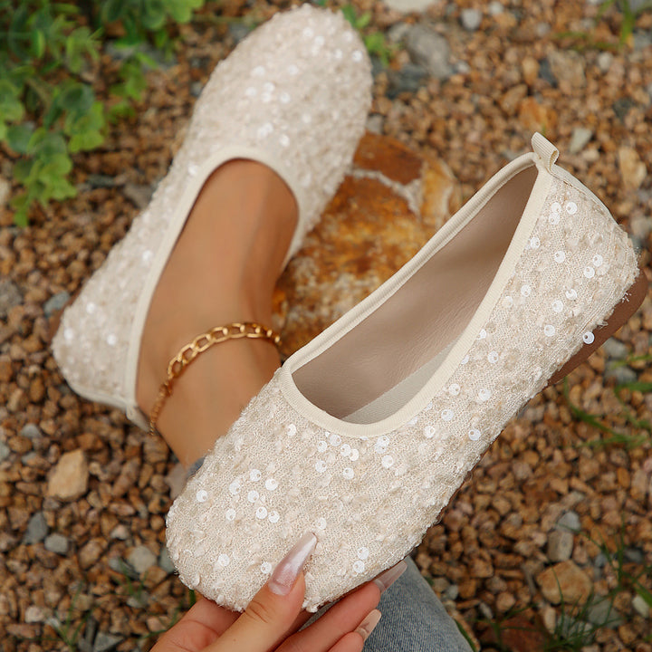 Dame Glamourøse Ballerinas med funklende strass- og pailletdekorationer Stilla