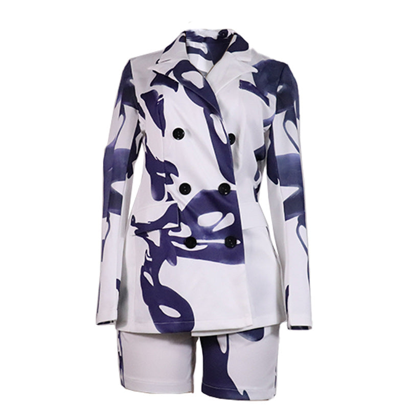 Dame Elegant Blazer med moderne grafisk design og dobbelt knaprækkefølge Stilla