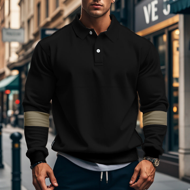 Herrer sporty sweater med strukturerede ærmer og klassisk krave Stilla