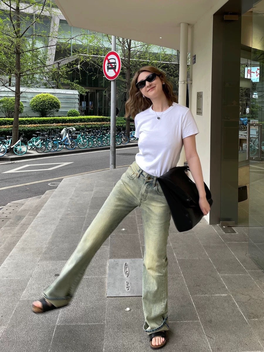 Dame Premium High-Waist Jeans i afslappet snit med vintage-effekt Stilla