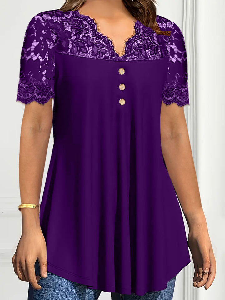 Damebluse med spidsdetaljer Stilla