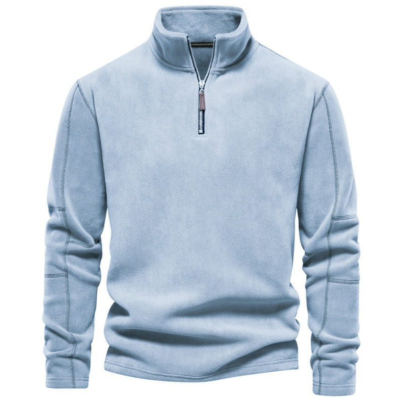 Herrer fleece sweatshirt med høj krave og praktisk lynlås Stilla