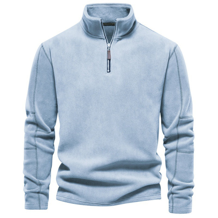 Herrer fleece sweatshirt med høj krave og praktisk lynlås Stilla