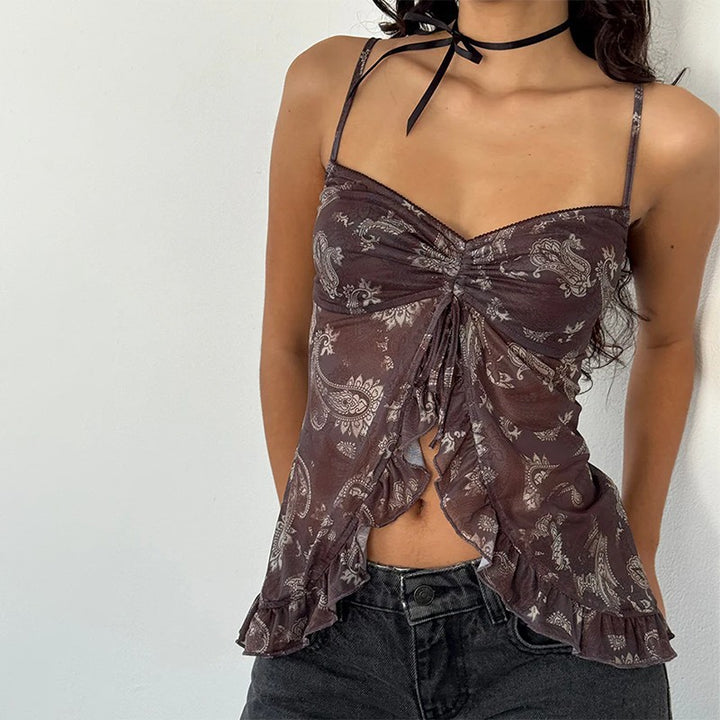 Dame Rynkede Ternet Cami Top Stilla