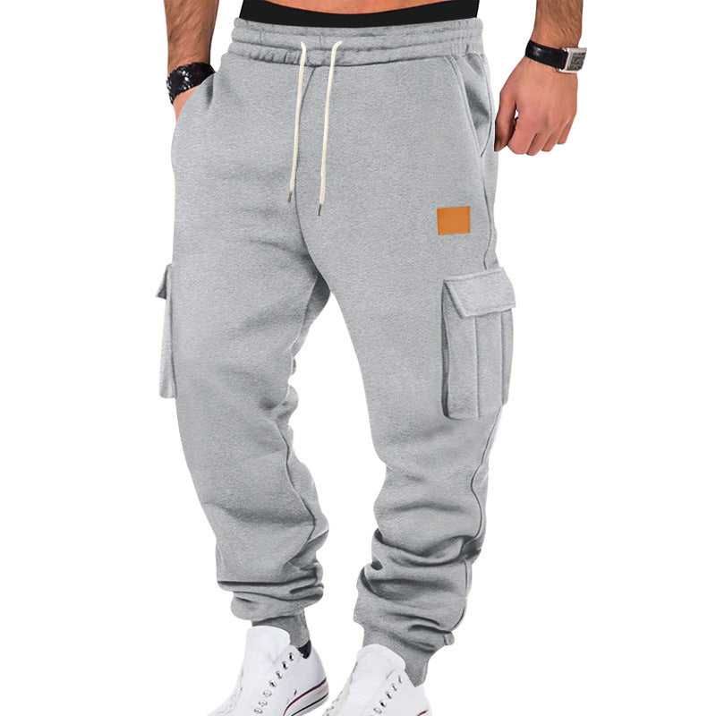 Herren nan smal tilspidsende Utility-sweatbukser med store klaplommer, elastisk snoretræk og ribbede benafslutninger Skovae