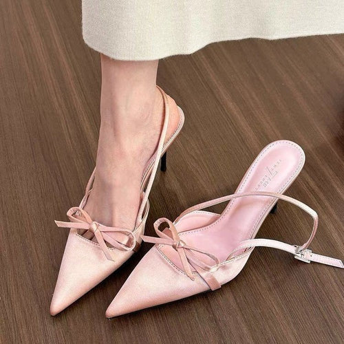 Damer Slingback Pumps med fin bue dekoration og elegant spids Stilla