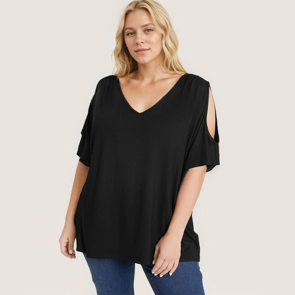 Dame Oversized T-Shirt med skulderudskæringer Skovae