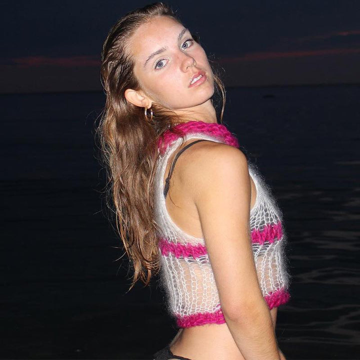 Dame hæklet strik-crop-top Stilla