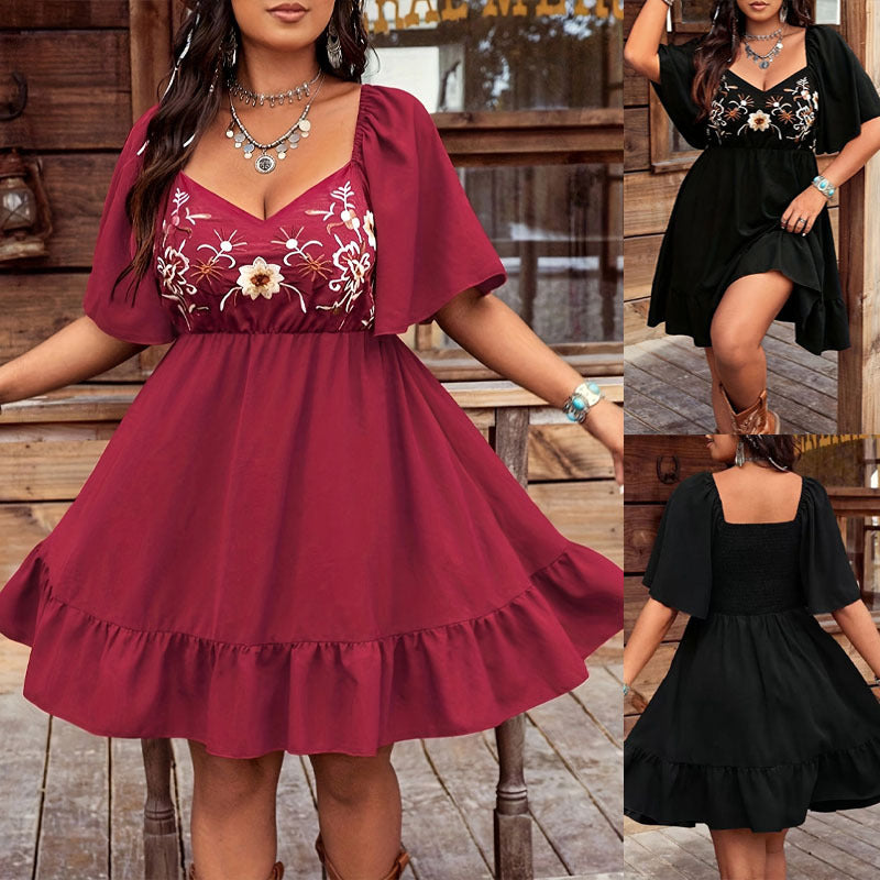 Kvinder Broderet Bohemian Mini Kjole Stilla