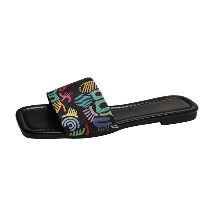 Dame slide-sandaler med trendy kys-motiv og behagelig sål Stilla