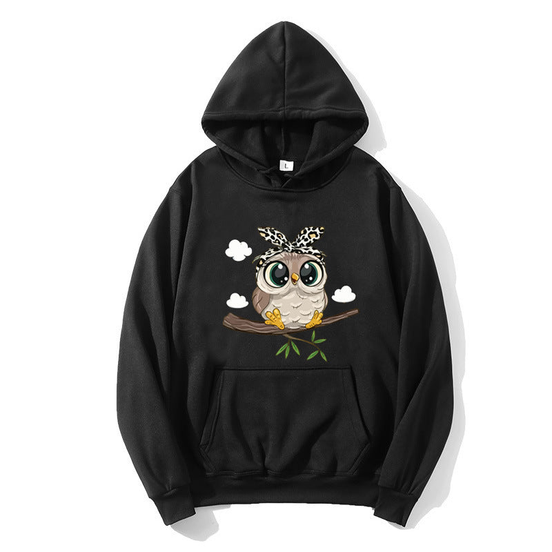Kvinders hoodie med charmerende uglemotiv Skovae