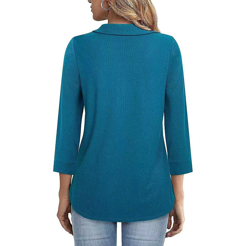 Dame sweatshirt med lynlås og 3/4 ærmer Stilla