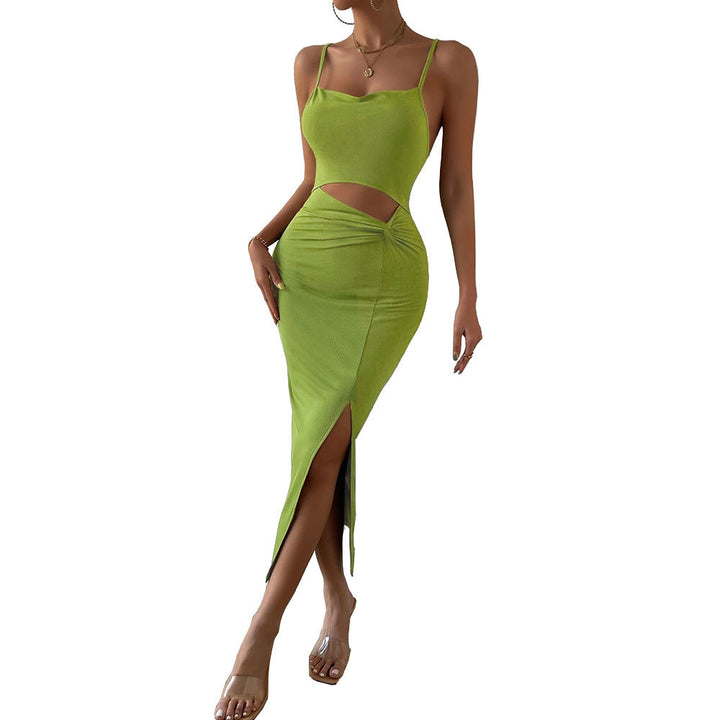 Kvinder Cut-Out Maxi Kjole med Elegant V-hals og Høj Slids Stilla