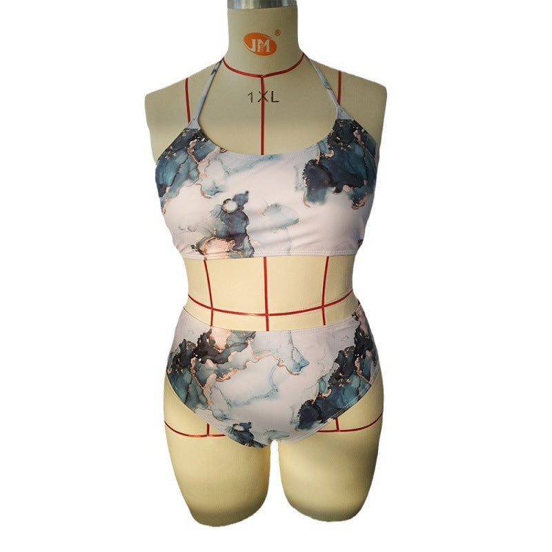 Dame triangel bikini med blomsterdesign og elastisk bånd Skovae