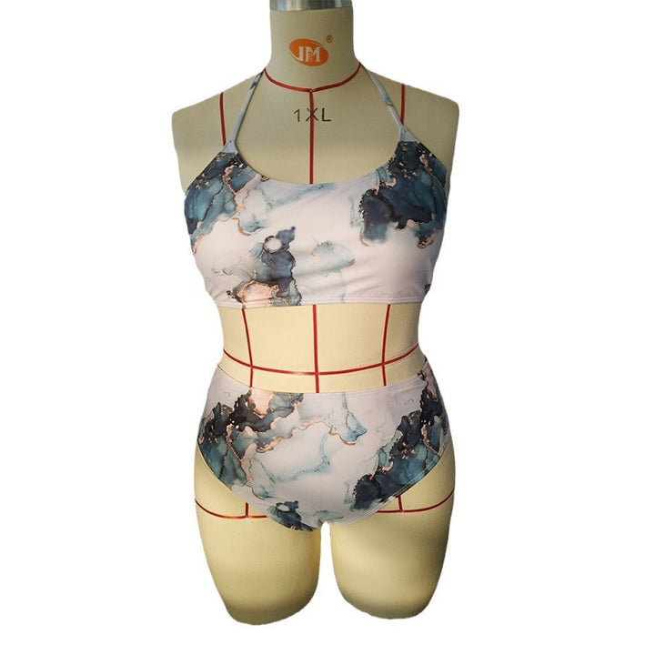 Dame triangel bikini med blomsterdesign og elastisk bånd Skovae