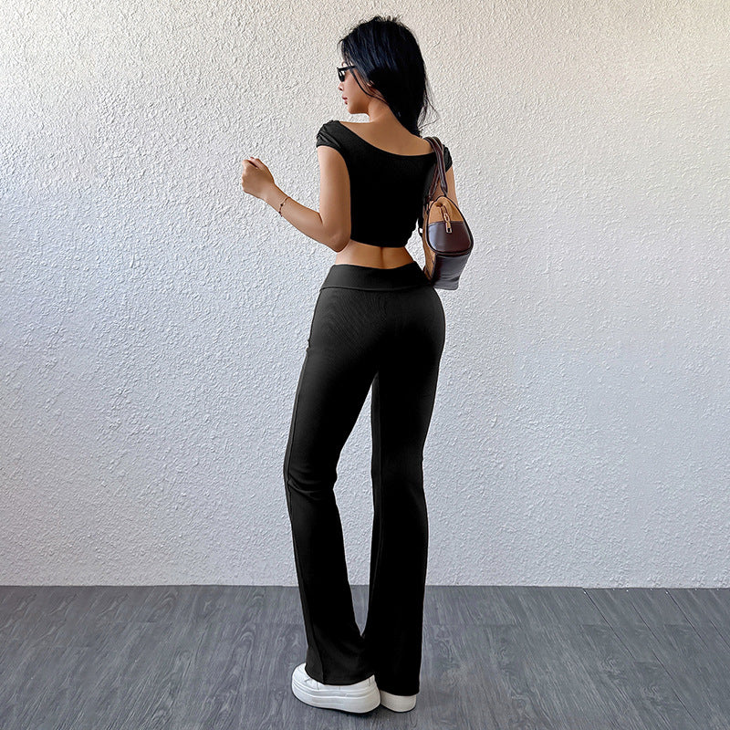 Dame Off-Shoulder Klokke-Bukser Sæt Stilla