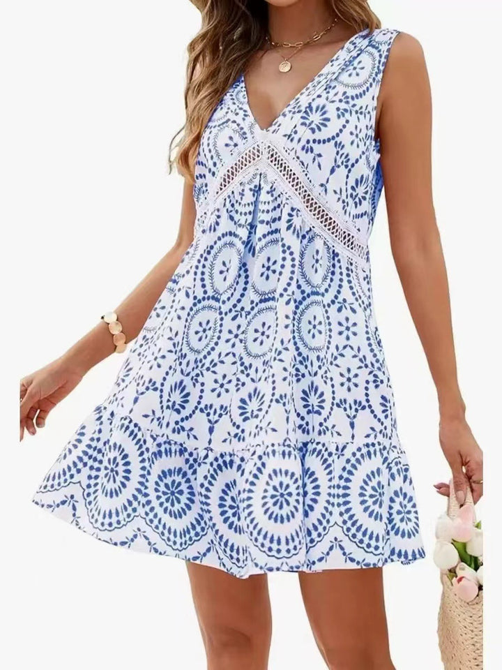 Dame luftig A-linje kjole med blomster broderier og spids Stilla