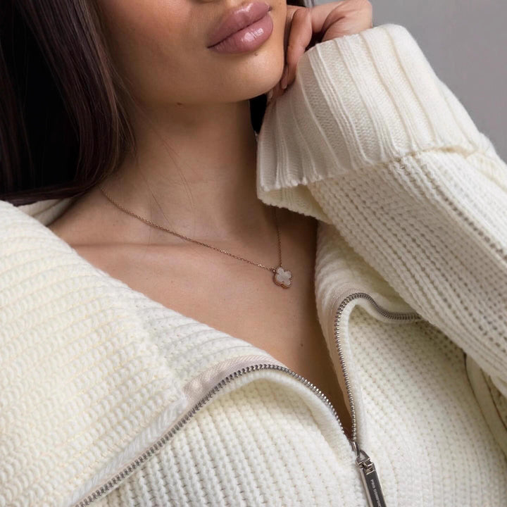 Dame Mode Strikket Sweater med Høj Krave Stilla