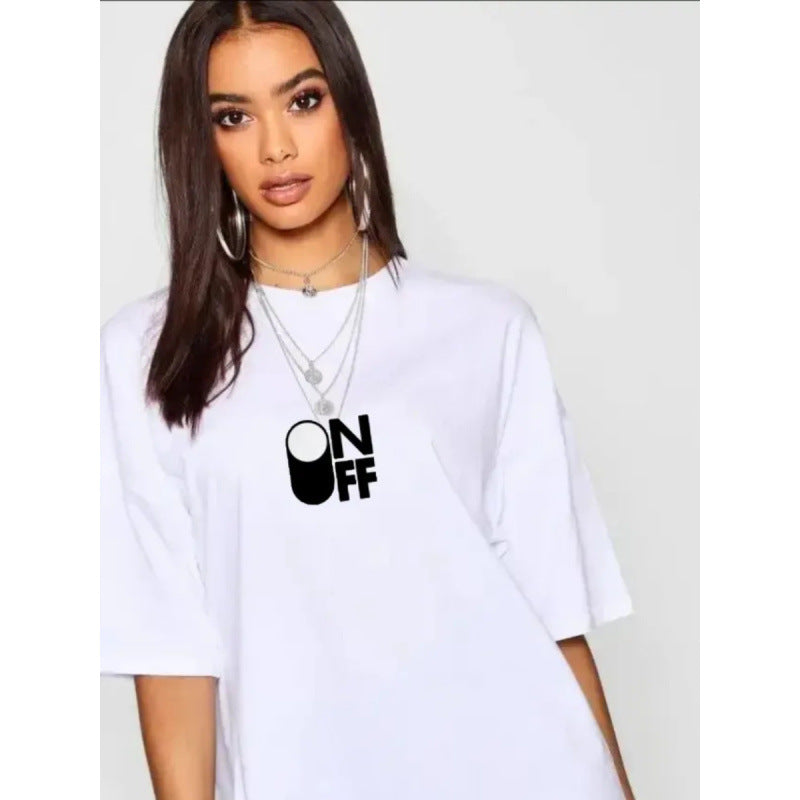 Dame T-shirt med kreativ grafiktryk og afslappet oversized skæring Stilla