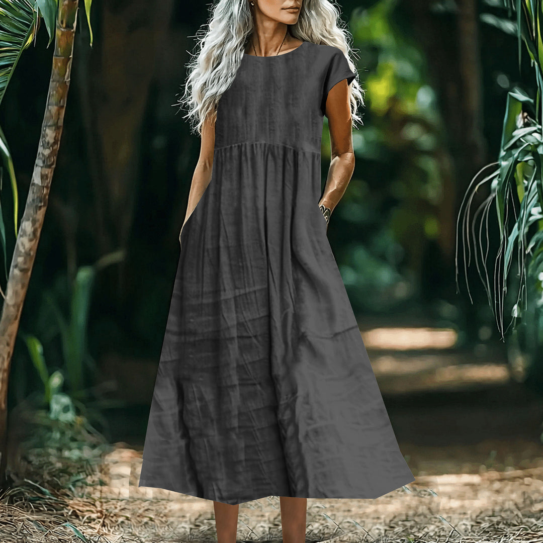 Dame Casual Maxi Kjole med Lomme-Detail Stilla