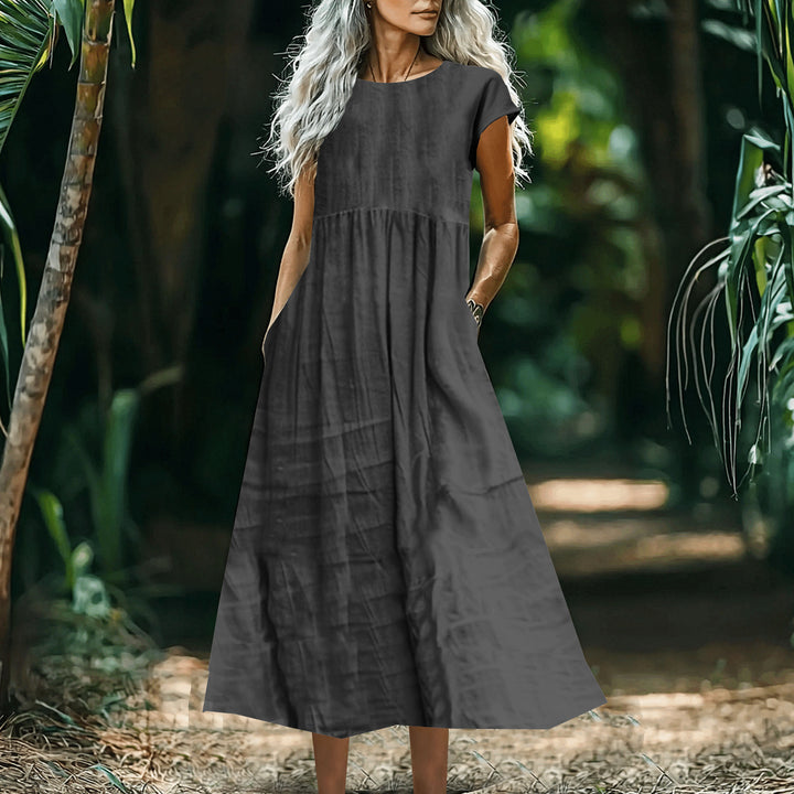 Dame Casual Maxi Kjole med Lomme-Detail Stilla