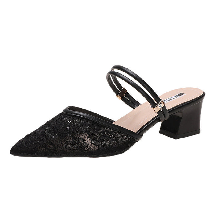 Dame Sling-Pumps med delikat spids og elegant blokhæl Stilla