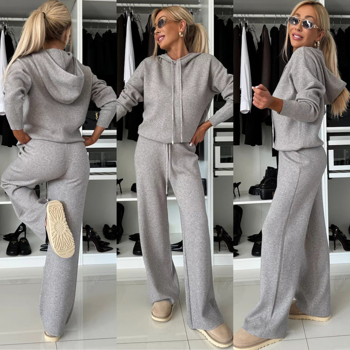 Kvinders afslappede sweatshirt og bukser sæt med fashionabel skæring